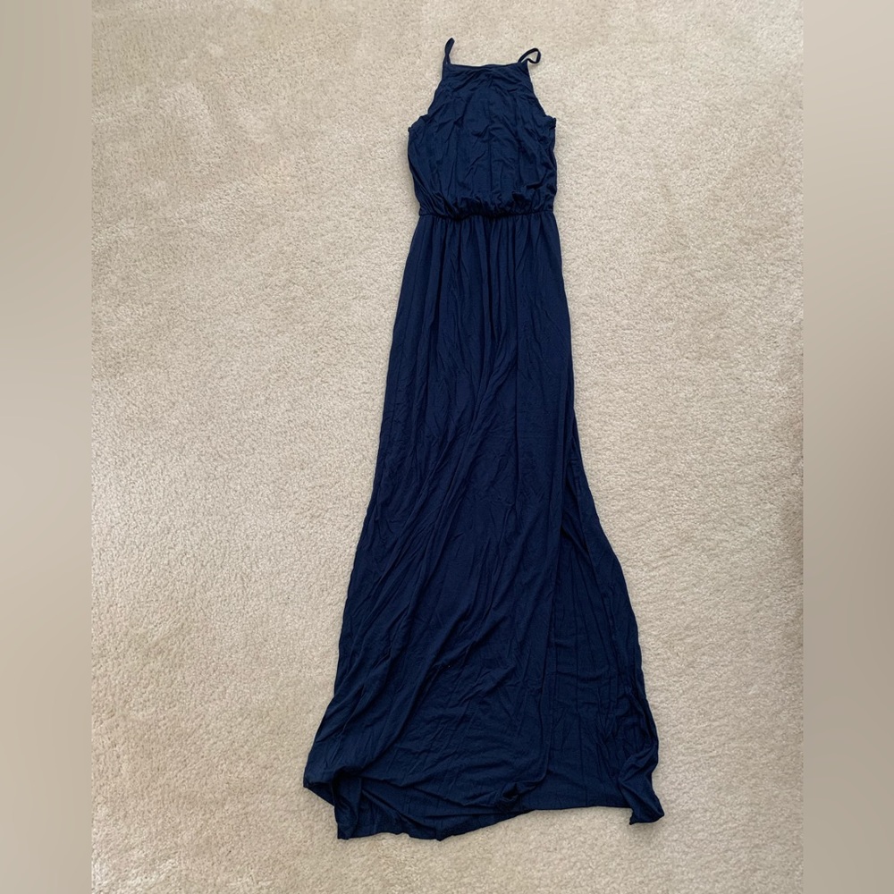 Lush Navy High Neck Maxi Dress